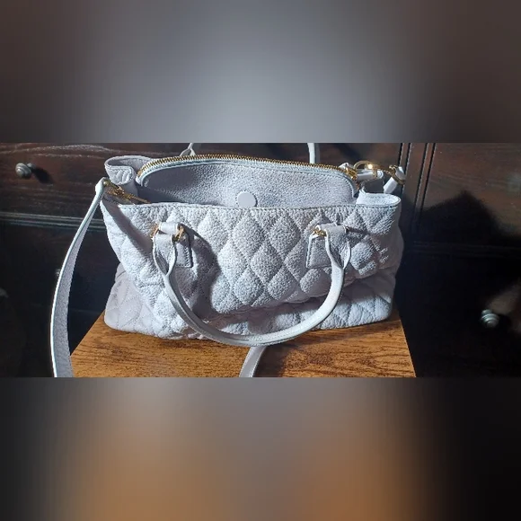 Vera Bradley Gray Quilted Top-Handle Satchel - Picture 4 of 15